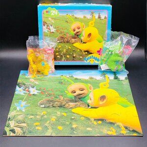 Vintage 1998 TELETUBBIES 24 piece Jigsaw Puzzle + 2 Unopened Y2K McDonalds Toys